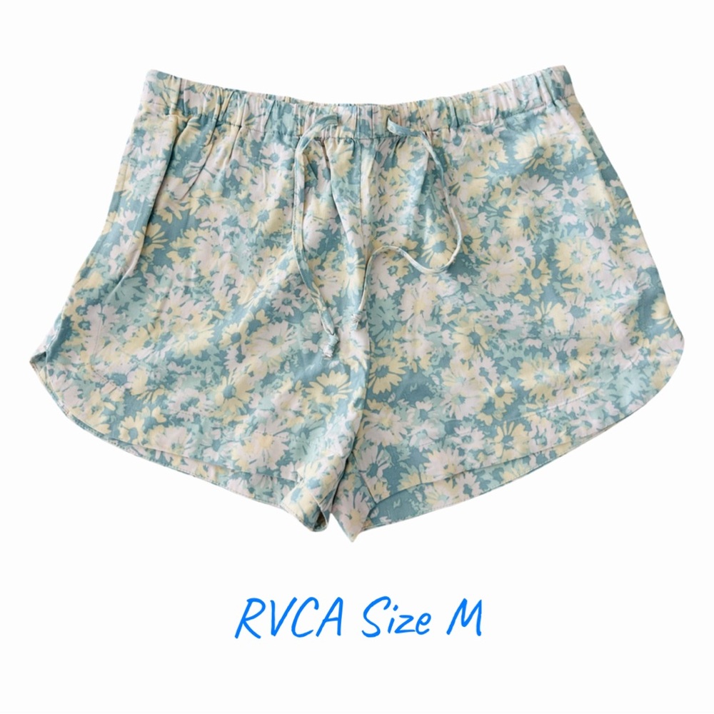 NEW RVCA Floral Shorts with Elastic Waistband and Pockets